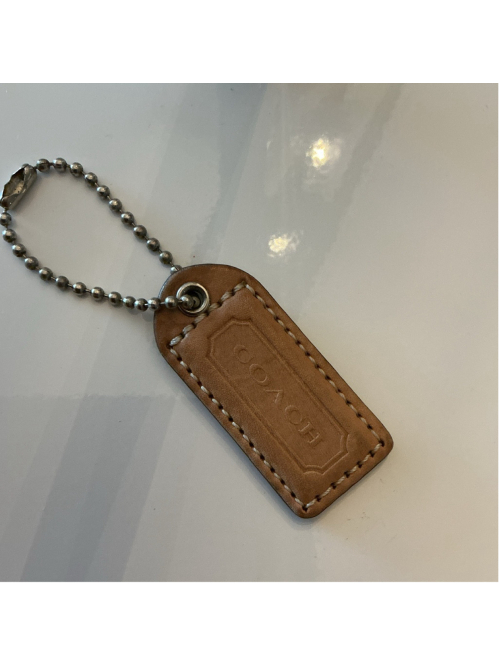 Coach Tan Leather Bag Tag